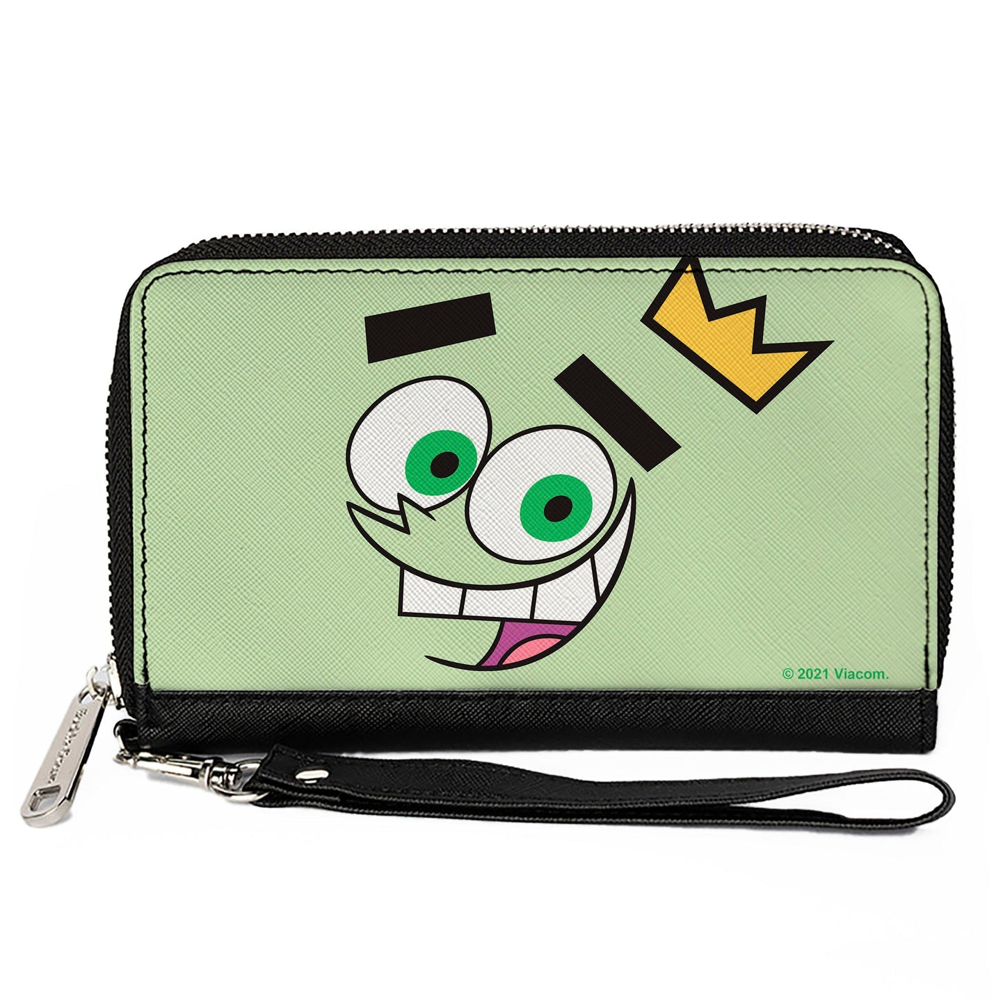 PU Zip Around Wallet Rectangle - The Fairly OddParents Cosmo Face Expression CLOSE-UP Green