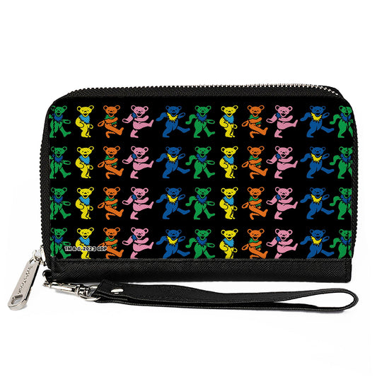 PU Zip Around Wallet Rectangle - Grateful Dead Dancing Bears Black/Multi Color