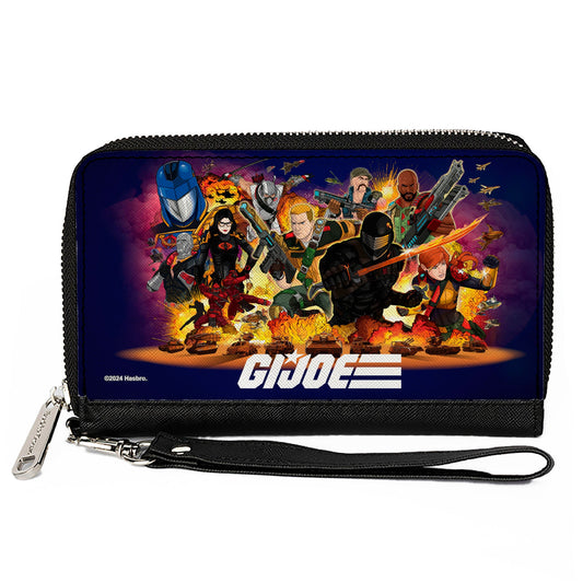 PU Zip Around Wallet Rectangle - GI Joe Universe Agents Explosion Group Pose and Logo Blue