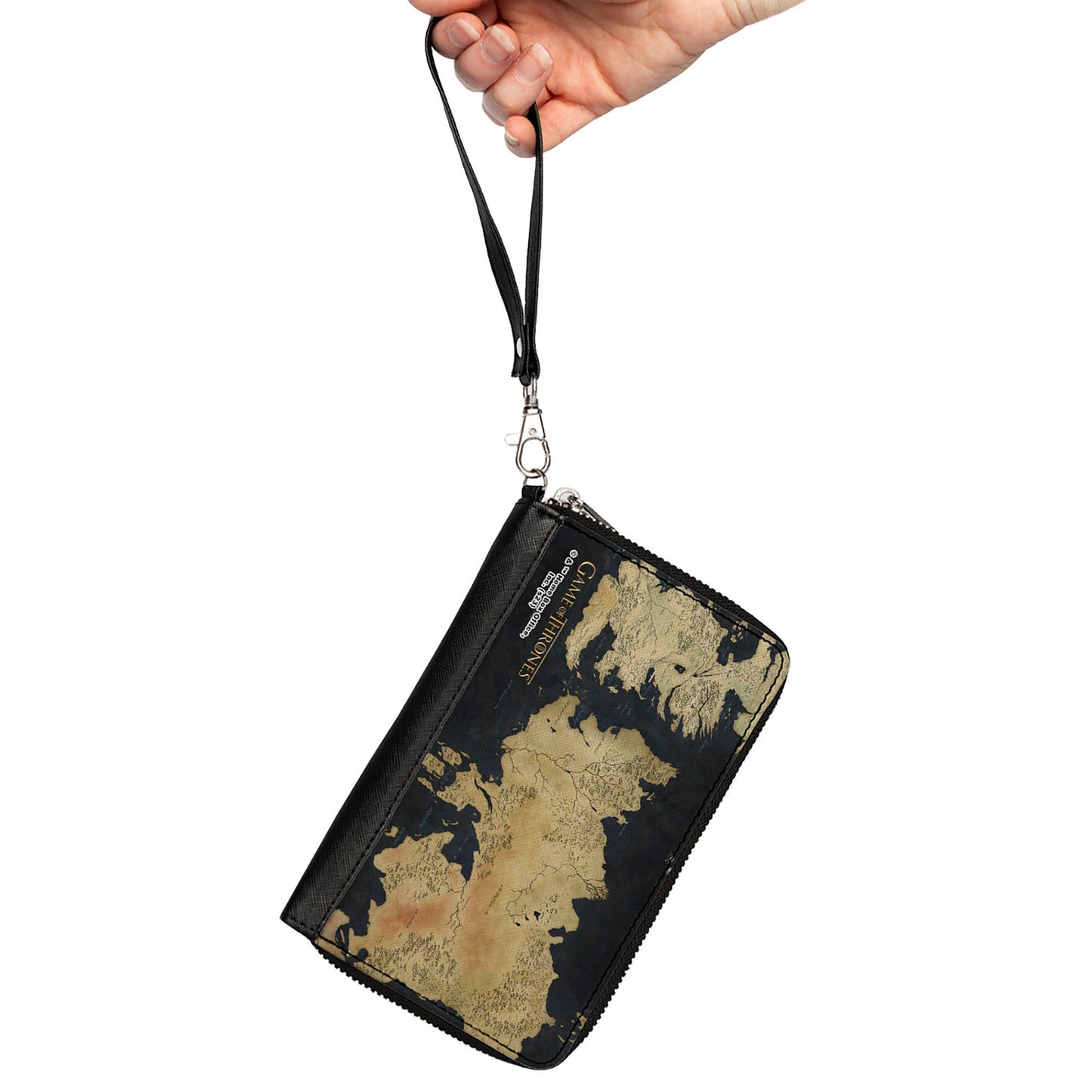 PU Zip Around Wallet Rectangle - GAME OF THRONES World Map Westeros and Essos Grays/Tans