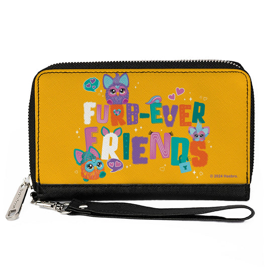 PU Zip Around Wallet Rectangle - Furby FURB-EVER FRIENDS Group Pose Orange/Multi Color