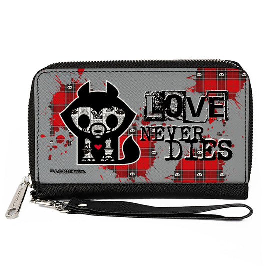 PU Zip Around Wallet Rectangle - Skelanimals Jae the Wolf LOVE NEVER DIES Pose Gray/Black/Red