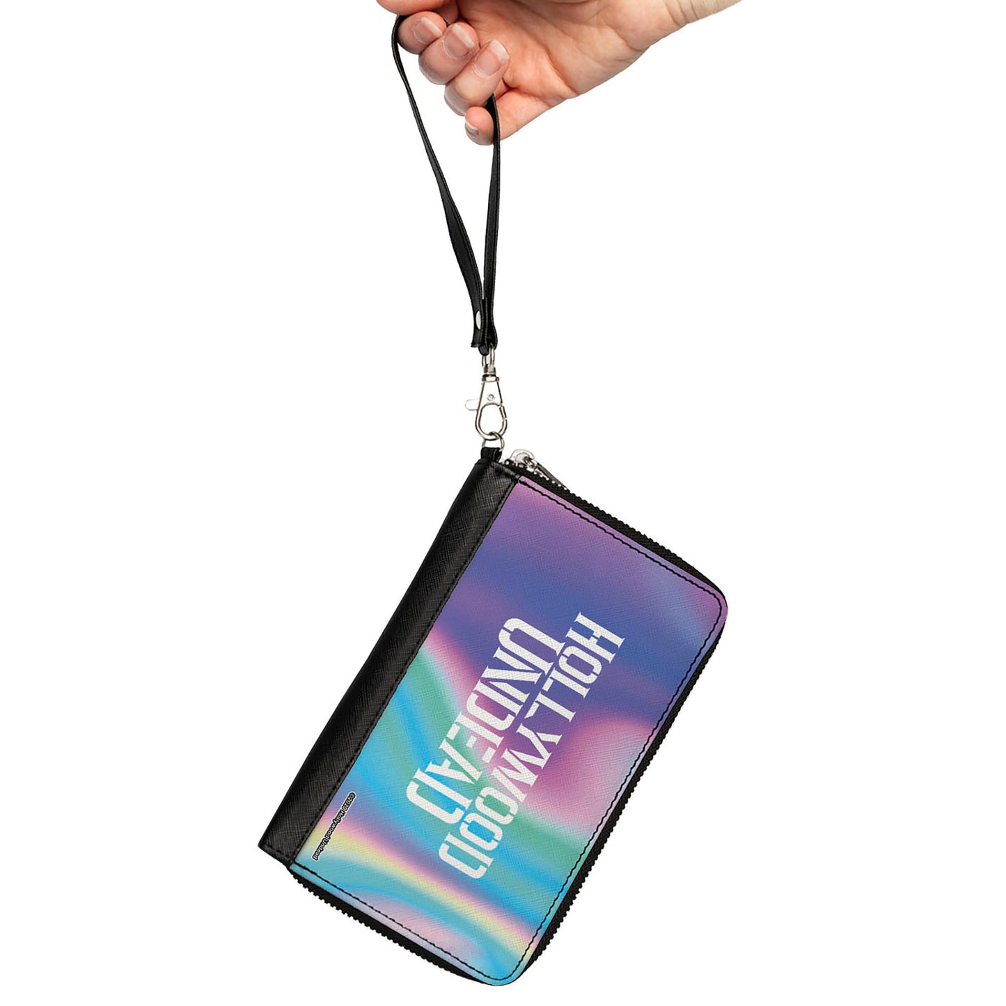 Women's PU Zip Around Wallet Rectangle - HOLLYWOOD UNDEAD Text Logo Aura White