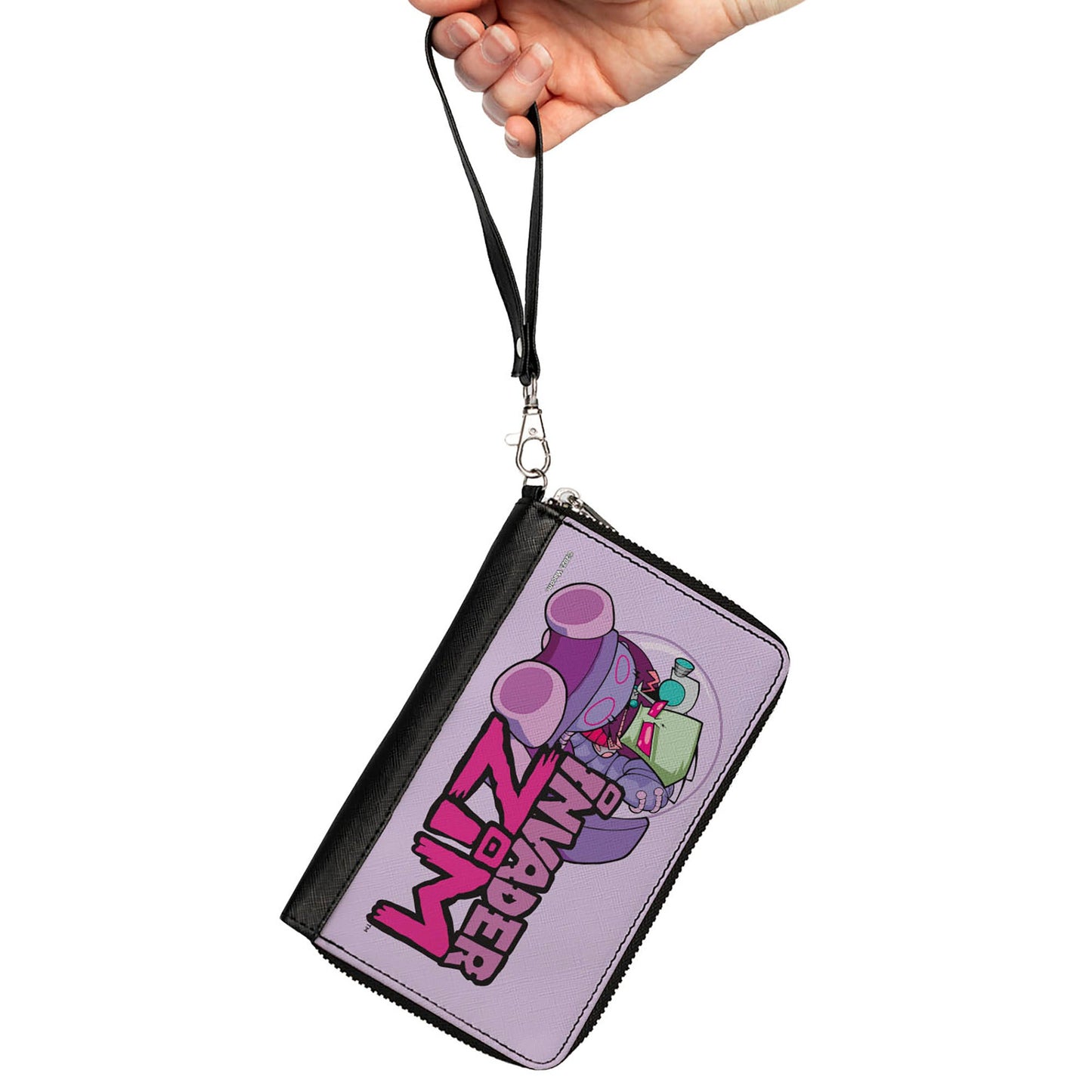 PU Zip Around Wallet Rectangle - Invader Zim and GIR Voot Cruiser Pose and Title Logo Lavender