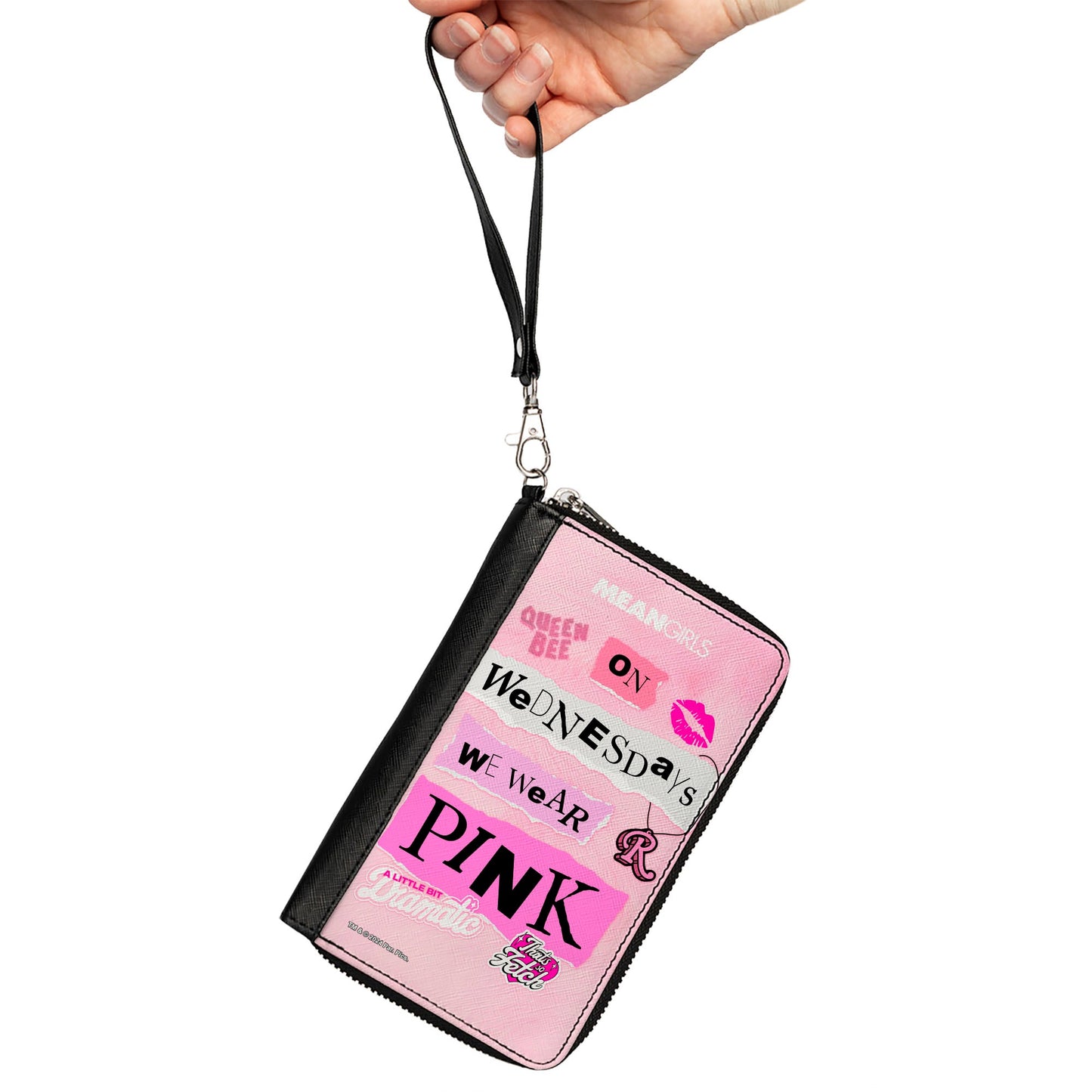 PU Zip Around Wallet Rectangle - MEAN GIRLS Plastics Quotes Collage Pinks