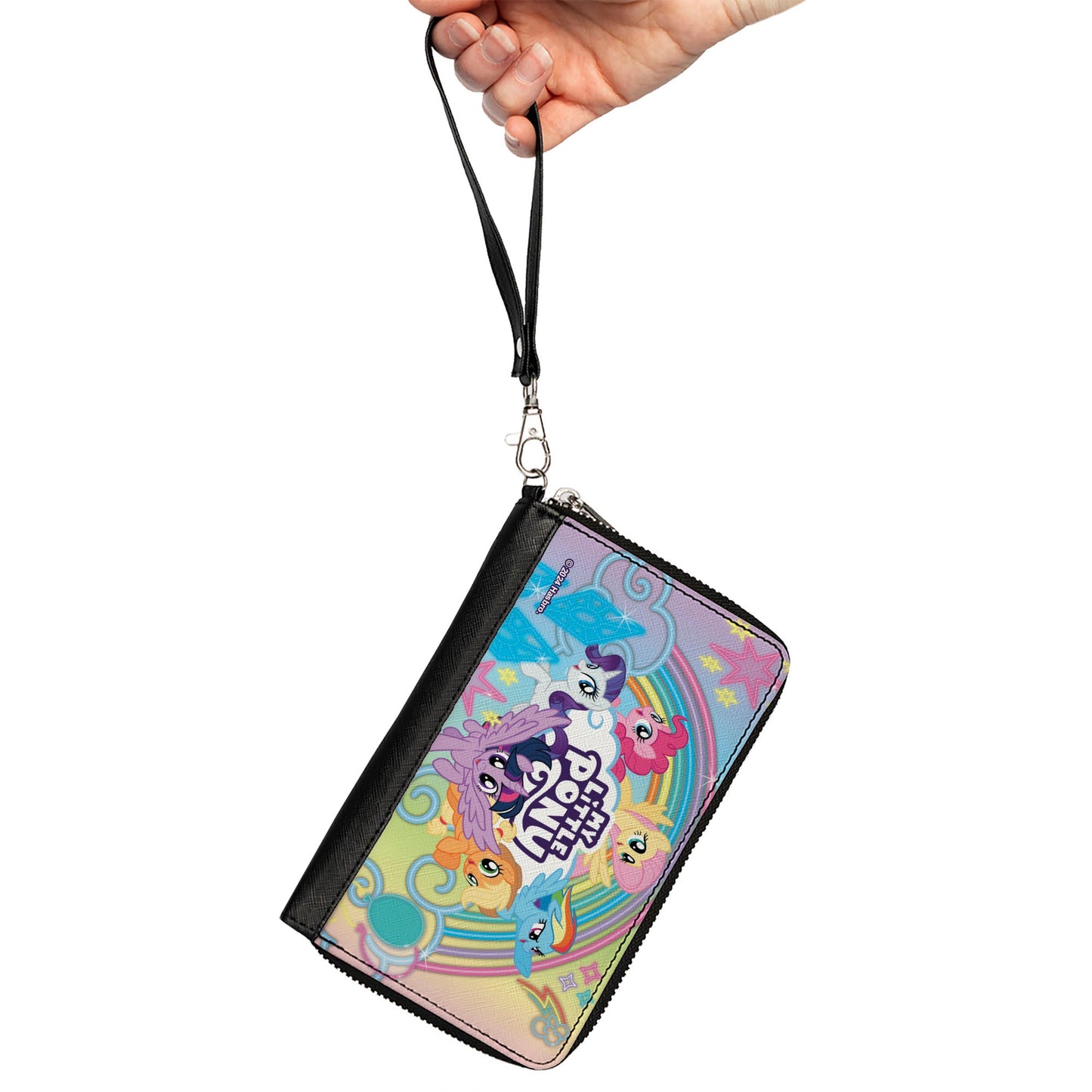 PU Zip Around Wallet Rectangle - MY LITTLE PONY Mane Six Neon Lines Rainbow Pose and Title Logo Multi Color