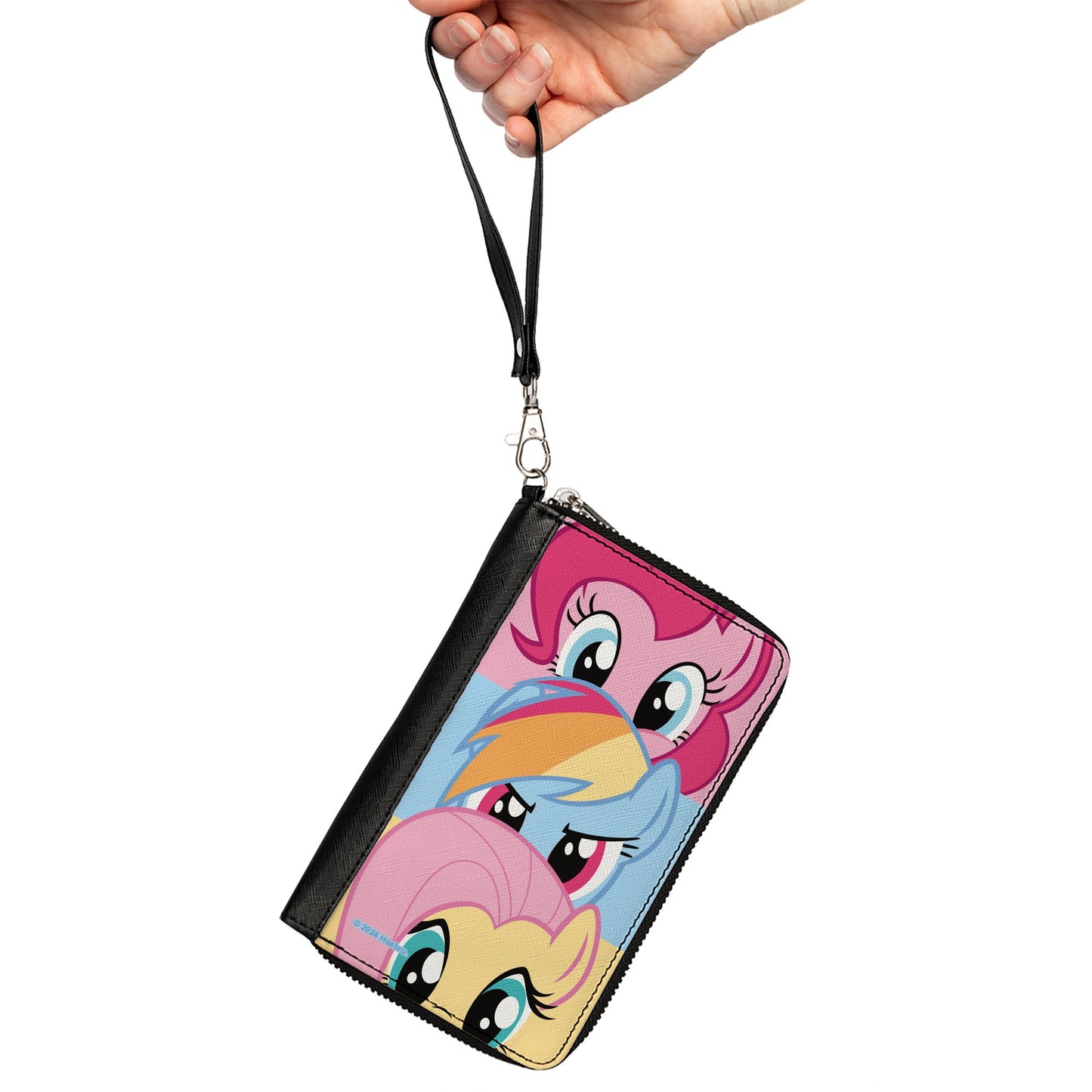 PU Zip Around Wallet Rectangle - My Little Pony Pinkie Pie Rainbow Dash Fluttershy Face Stack