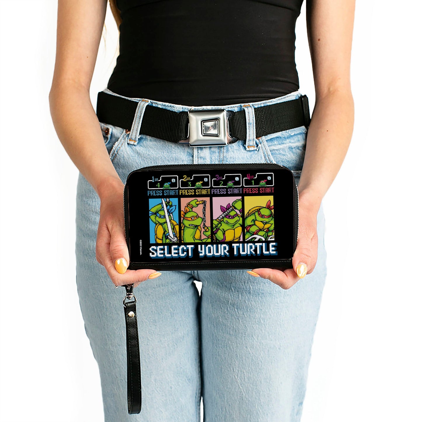 PU Zip Around Wallet Rectangle - Teenage Mutant Ninja Turtles SELECT YOUR TURTLE Arcade Start Screen Pose Blocks