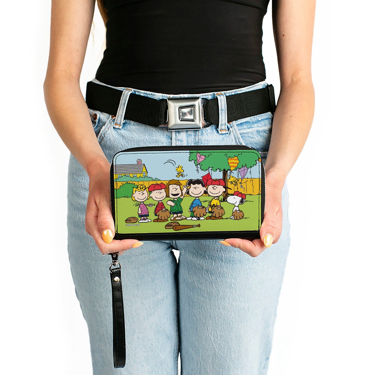 PU Zip Around Wallet Rectangle - Peanuts Gang Backyard Baseball Group Pose