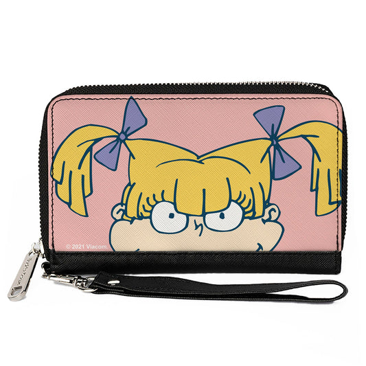 PU Zip Around Wallet Rectangle - Rugrats Angelica Face CLOSE-UP Pink