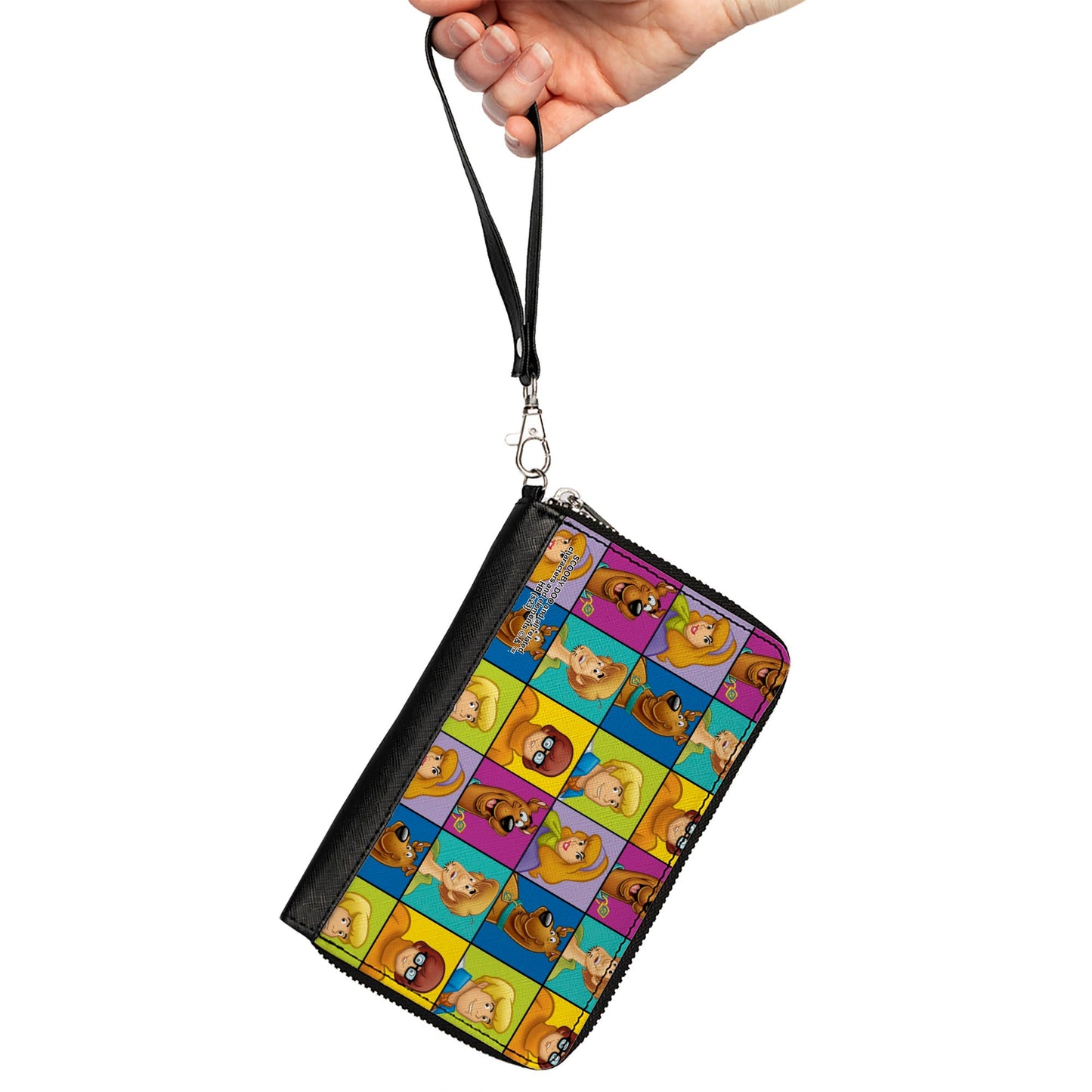 PU Zip Around Wallet Rectangle - Scooby Doo 5-Character Face Blocks Multi Color