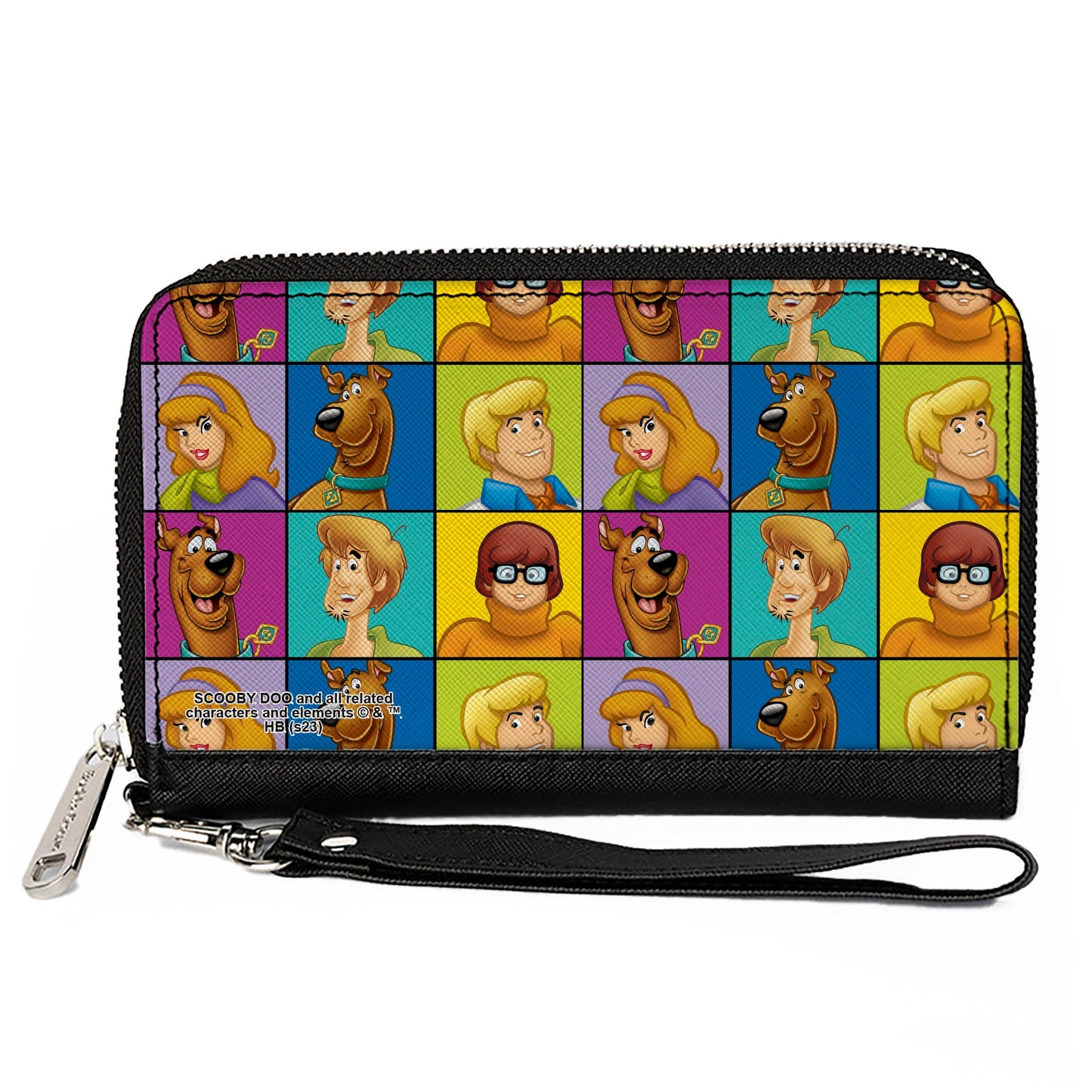 PU Zip Around Wallet Rectangle - Scooby Doo 5-Character Face Blocks Multi Color