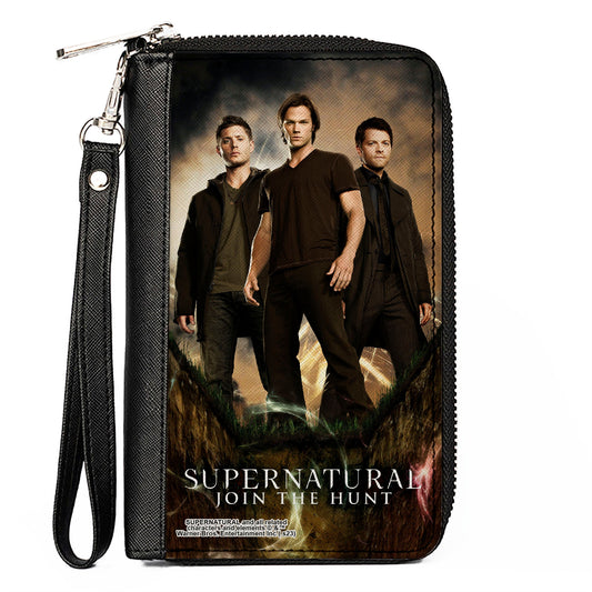 PU Zip Around Wallet Rectangle - SUPERNATURAL Dean, Sam & Castiel Standing Pose JOIN THE HUNT