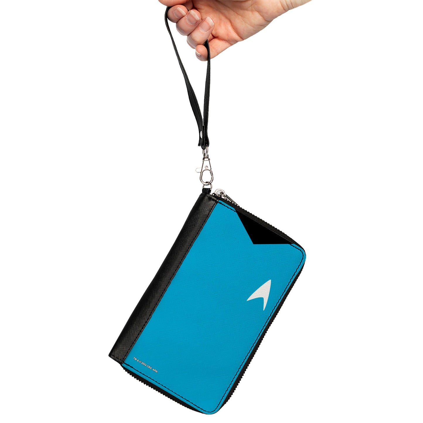 PU Zip Around Wallet Rectangle - Classic Star Trek Spock Character Body Close-Up Blue