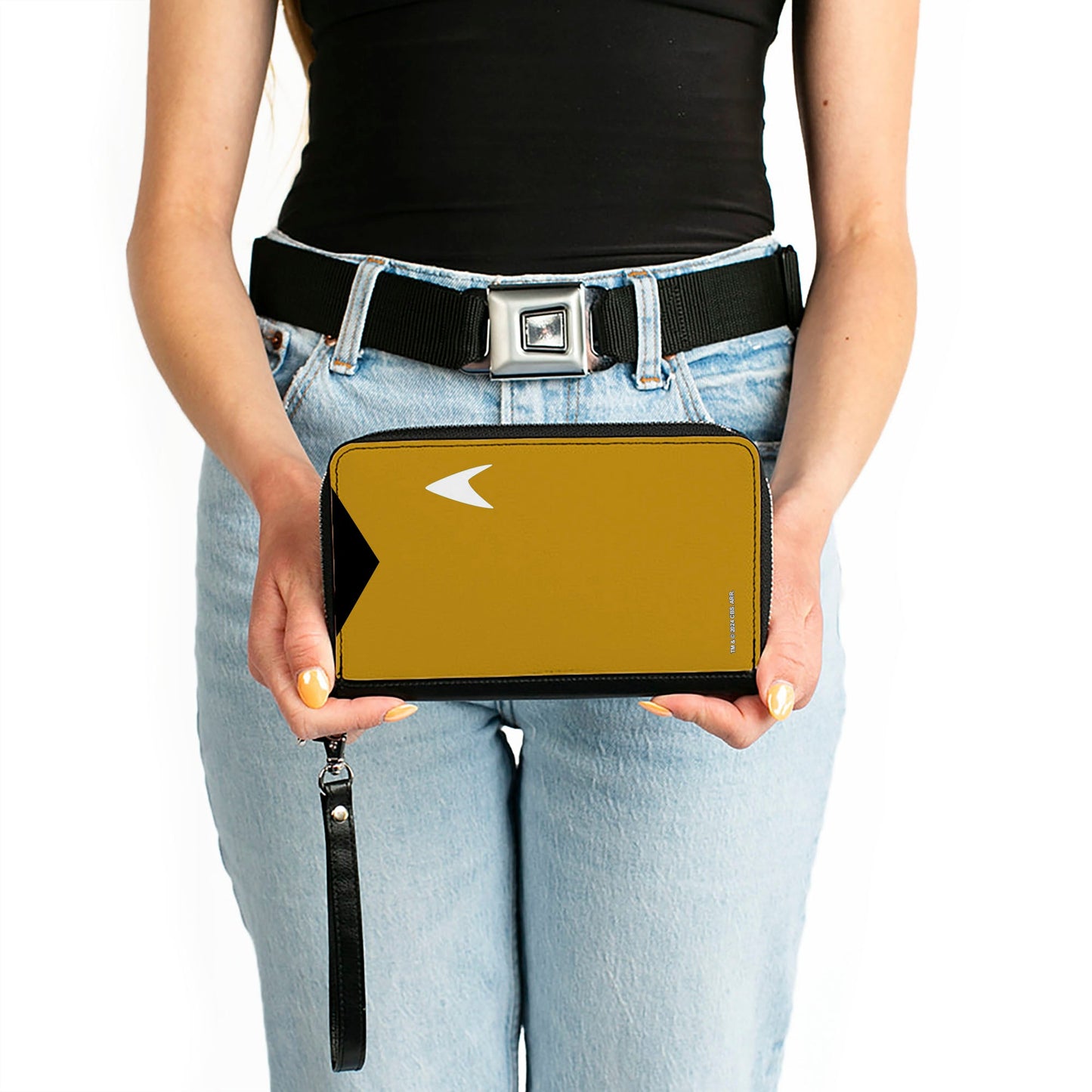 PU Zip Around Wallet Rectangle - Classic Star Trek Captain Kirk Character Body Close-Up Yellow