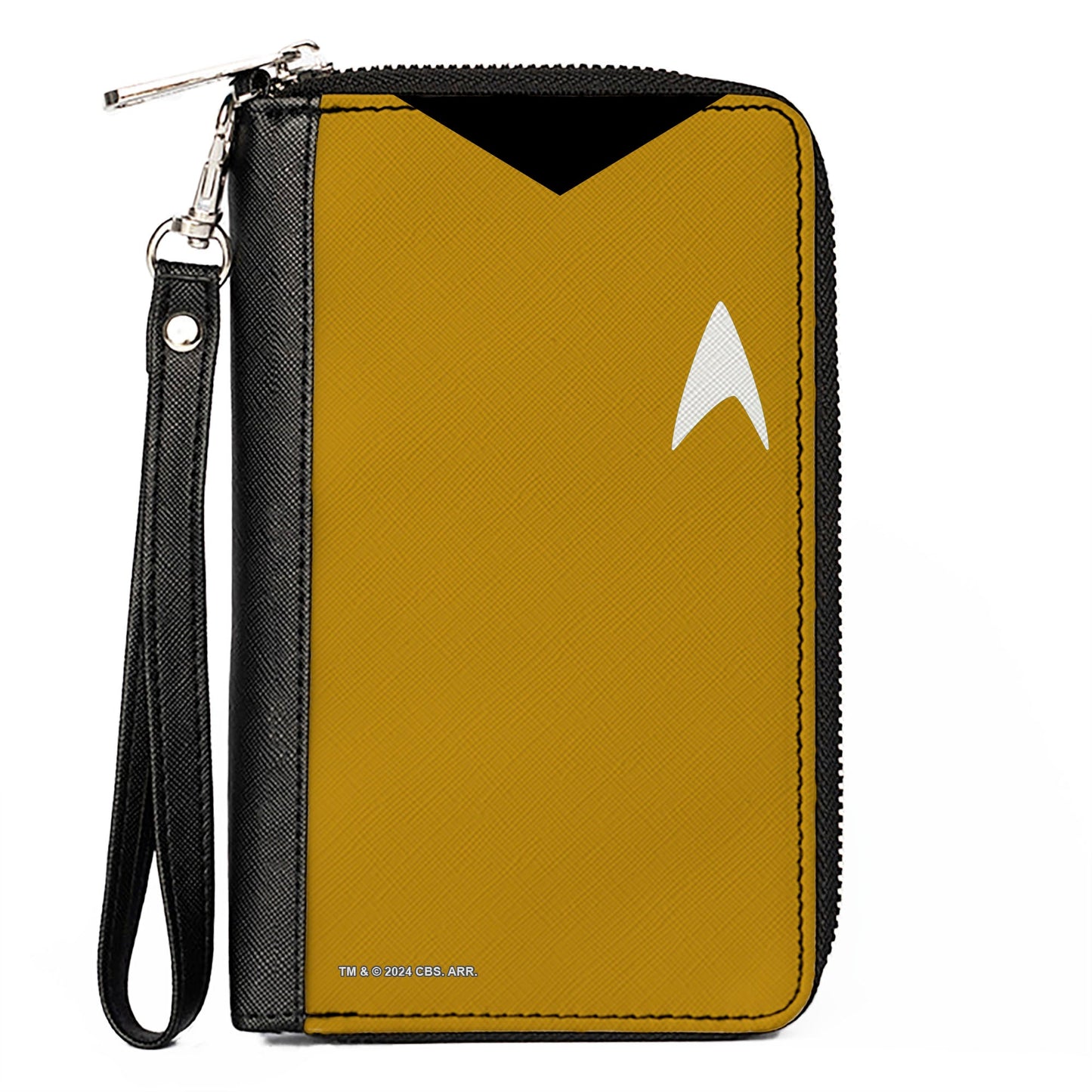 PU Zip Around Wallet Rectangle - Classic Star Trek Captain Kirk Character Body Close-Up Yellow