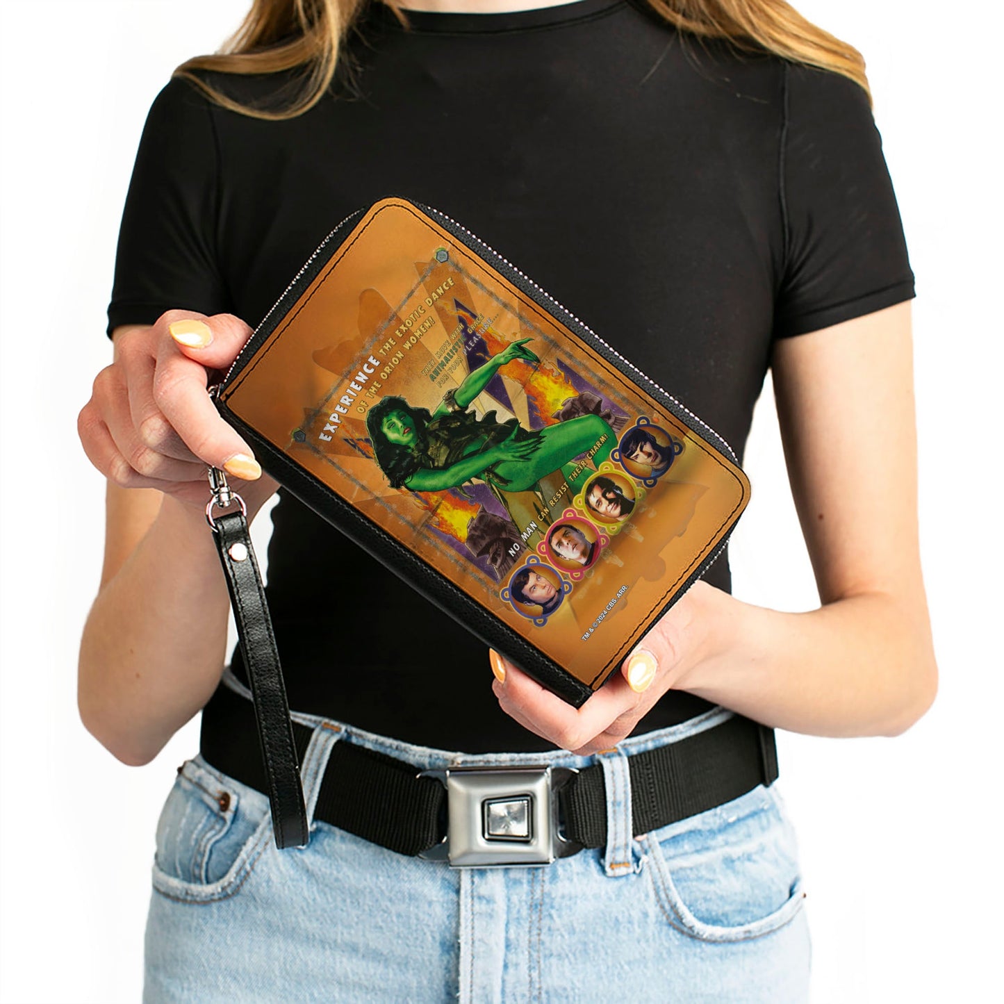 PU Zip Around Wallet Rectangle - Classic Star Trek Orion Women and Character Pose