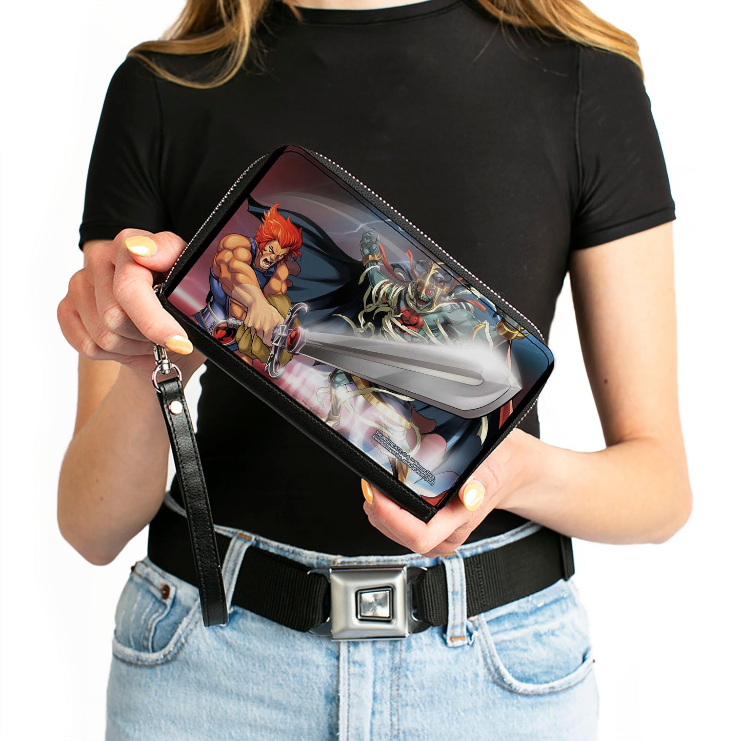 PU Zip Around Wallet Rectangle - ThunderCats Lion-O and Mumm-Ra Sword of Omens Pose