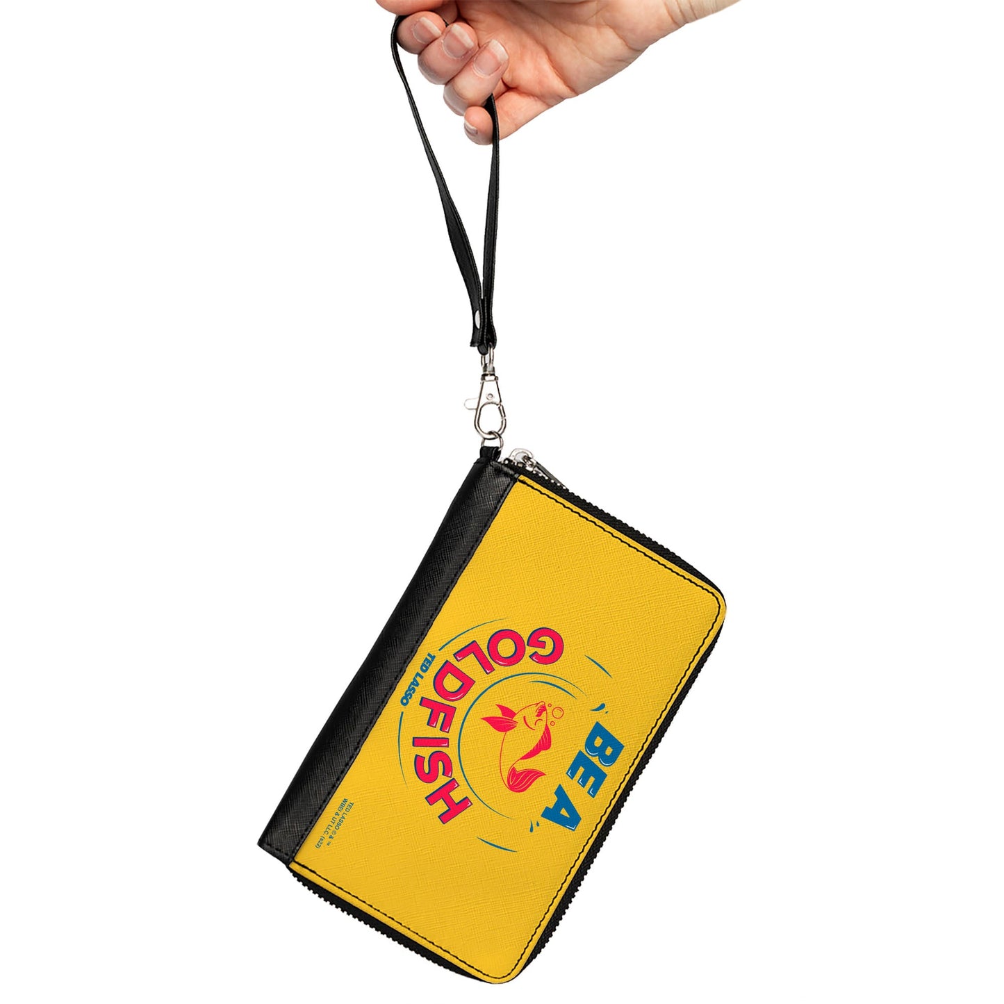 PU Zip Around Wallet Rectangle - Ted Lasso BE A GOLDFISH Quote Yellow Blue Red