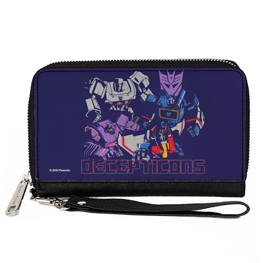 PU Zip Around Wallet Rectangle - Transformers DECEPTICONS Group Pose and Text Blues