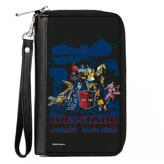 PU Zip Around Wallet Rectangle - Transformers Autobots WE STAND AS ONE Group Pose Black/Blue/Red