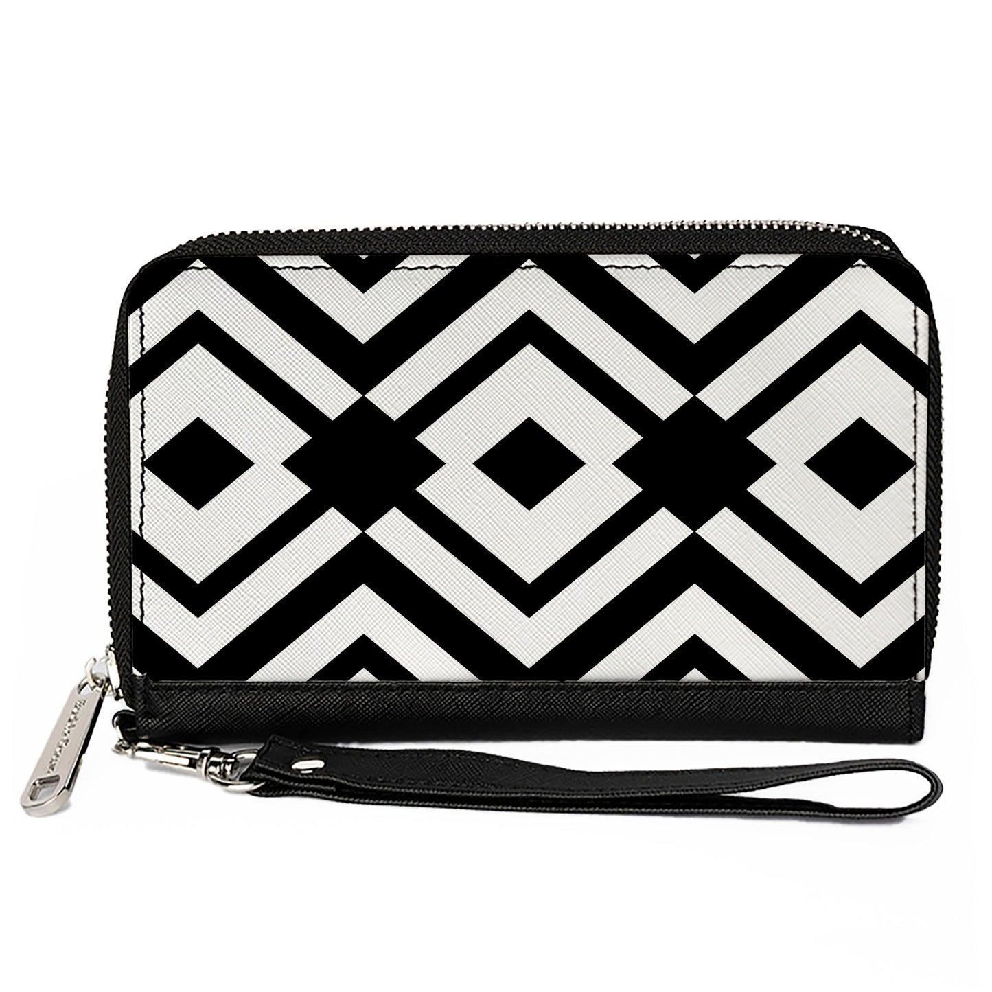 PU Zip Around Wallet Rectangle - Aztec2 White/Black