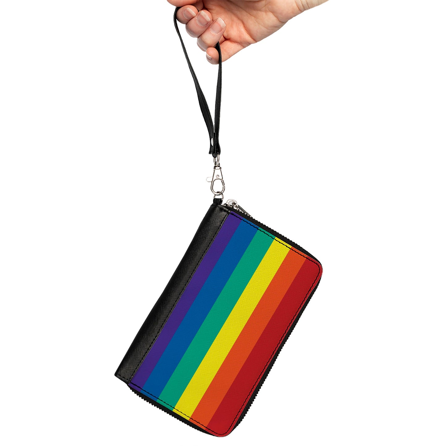 Women's PU Zip Around Wallet Rectangle - Rainbow Print