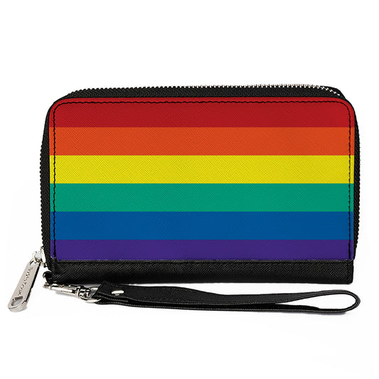 Women's PU Zip Around Wallet Rectangle - Rainbow Print