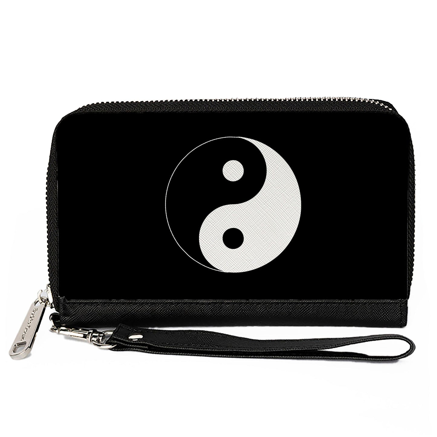 PU Zip Around Wallet Rectangle - Yin Yang Symbol Black/White