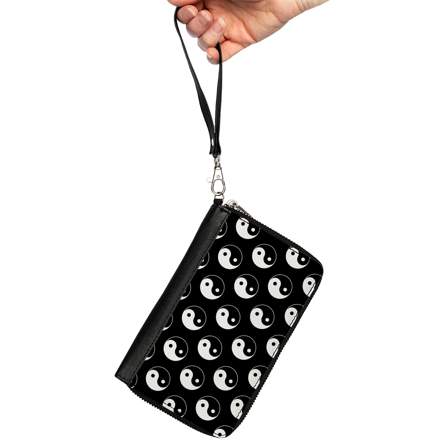 PU Zip Around Wallet Rectangle - Yin Yang Monogram Black/White