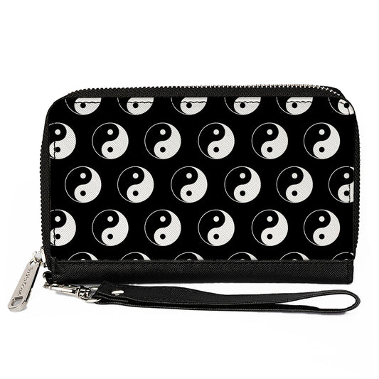 PU Zip Around Wallet Rectangle - Yin Yang Monogram Black/White