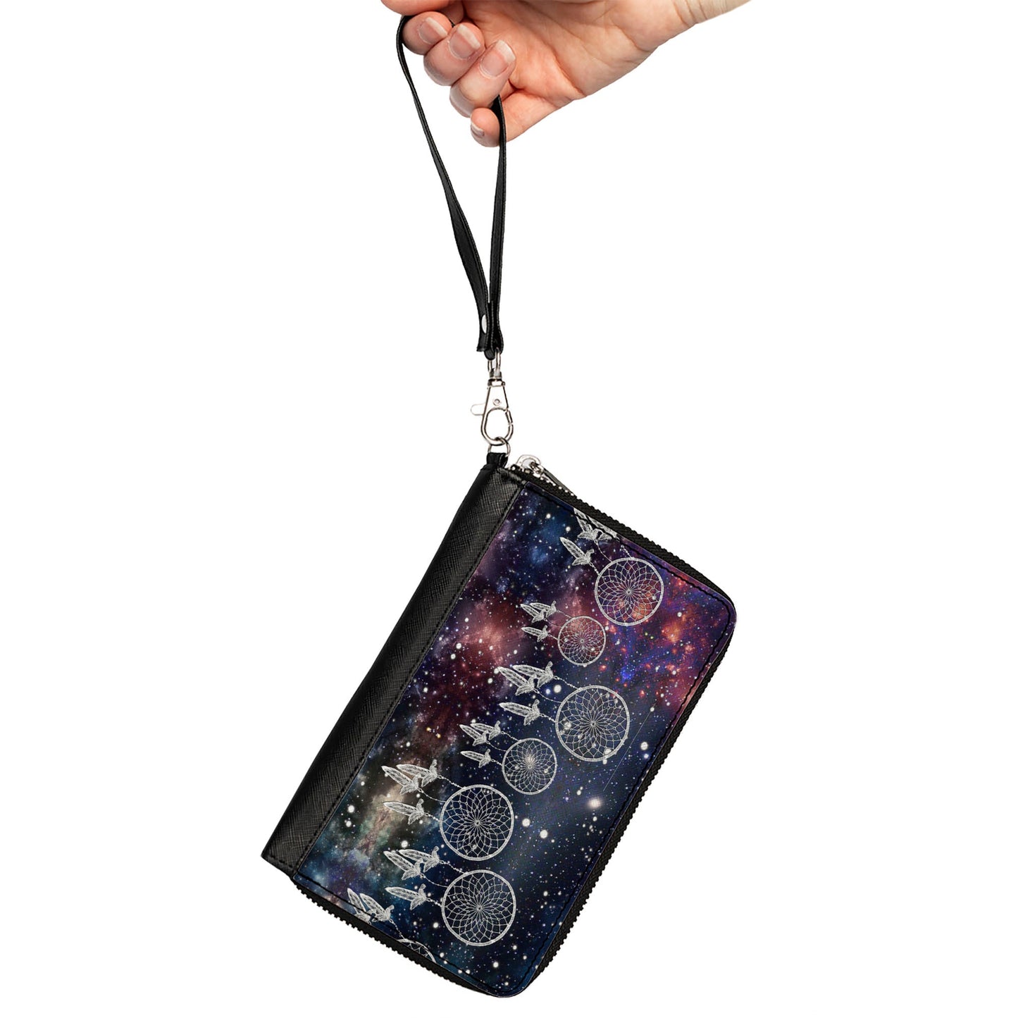 PU Zip Around Wallet Rectangle - Dream Catcher Galaxy/White