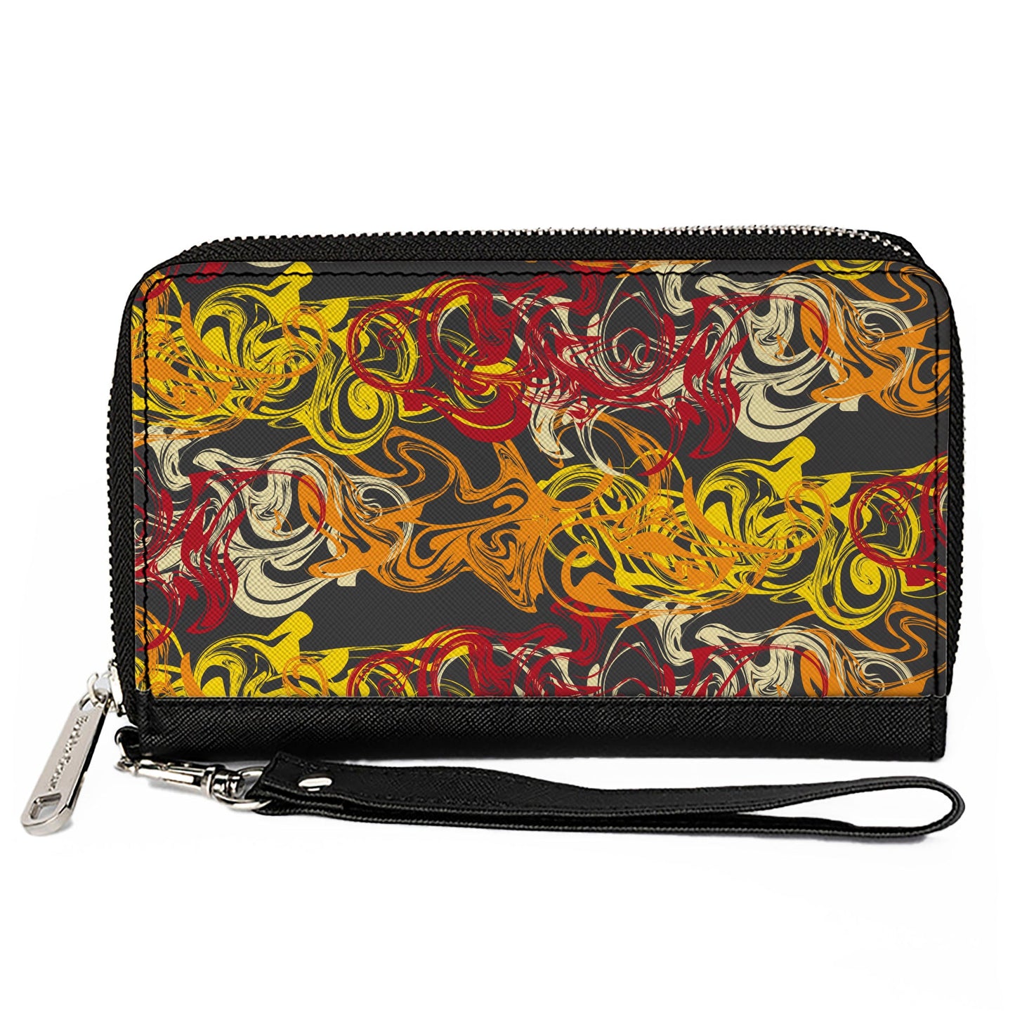 PU Zip Around Wallet Rectangle - Swirl Mix Gray/Multi Color