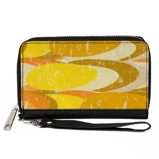 PU Zip Around Wallet Rectangle - Spots Stacked Weathered Yellows/Browns