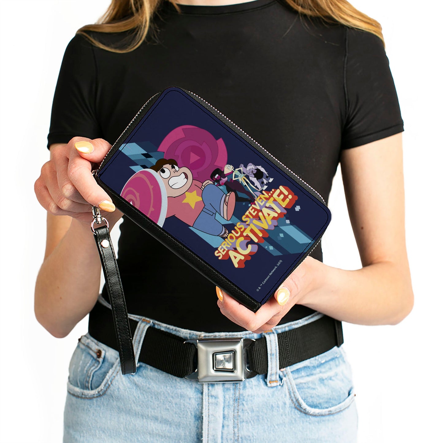PU Zip Around Wallet Rectangle - Steven Universe SERIOUS STEVEN…ACTIVATE Group Pose Blues