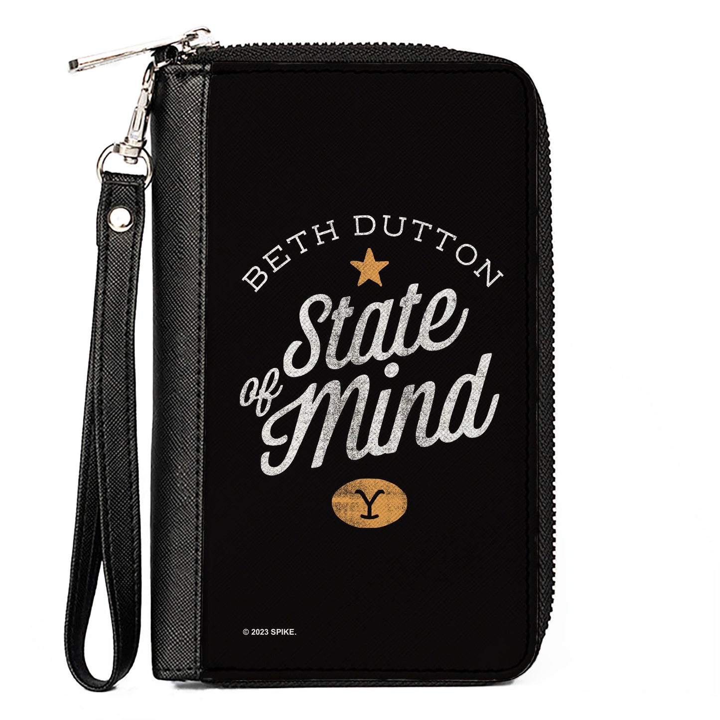 PU Zip Around Wallet Rectangle - Yellowstone BETH DUTTON STATE OF MIND Black/White/Tan
