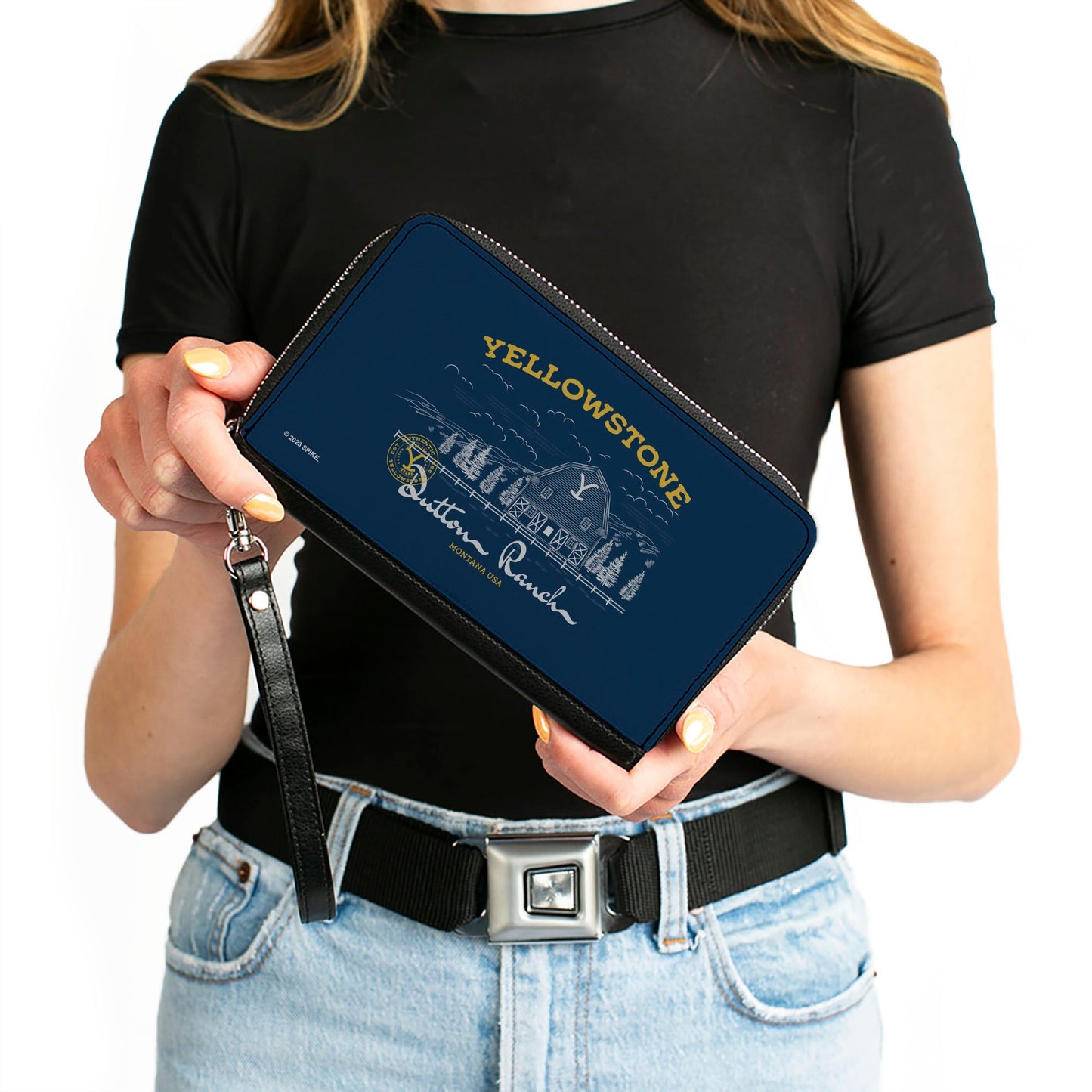 PU Zip Around Wallet Rectangle - YELLOWSTONE DUTTON RANCH Landscape Blue/White/Yellow