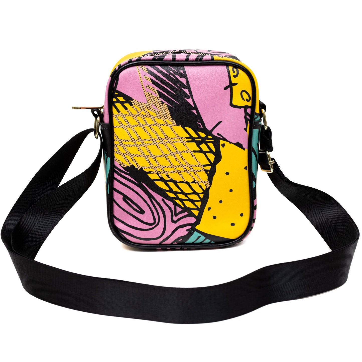 Disney Vegan Leather Crossbody Backpack for Men and Women with Adjustable Strap,The Nightmare Before Christmas Sally Dress Patchwork