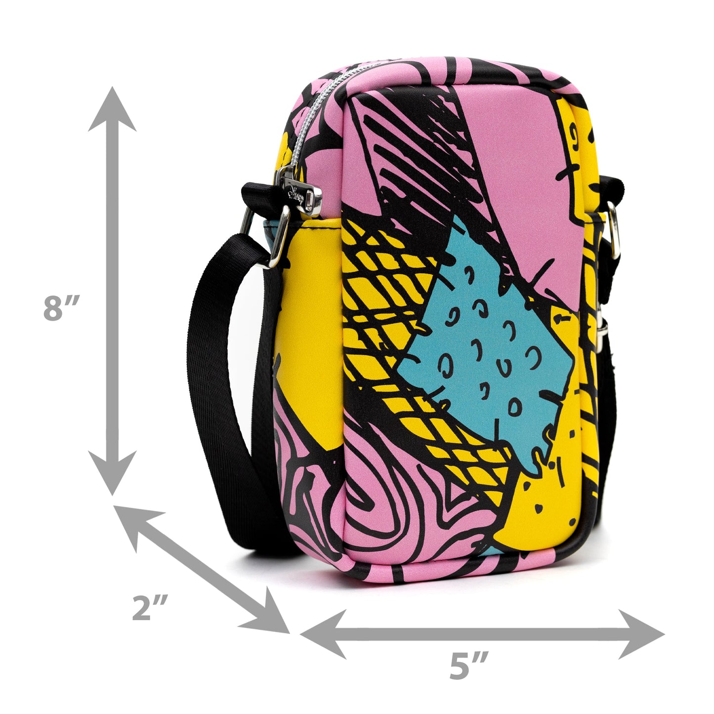 Disney Vegan Leather Crossbody Backpack for Men and Women with Adjustable Strap,The Nightmare Before Christmas Sally Dress Patchwork