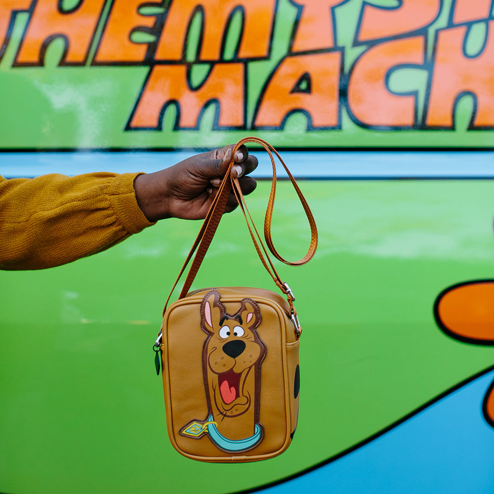 Scooby Doo Bag, Cross Body, Scooby Doo Smiling Face and Spots, Brown, Vegan Leather
