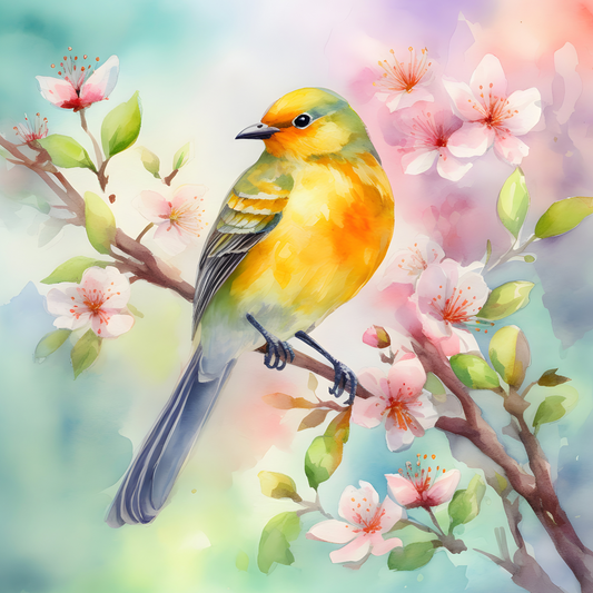 Watercolor Spring Bird - Diamond Art kit