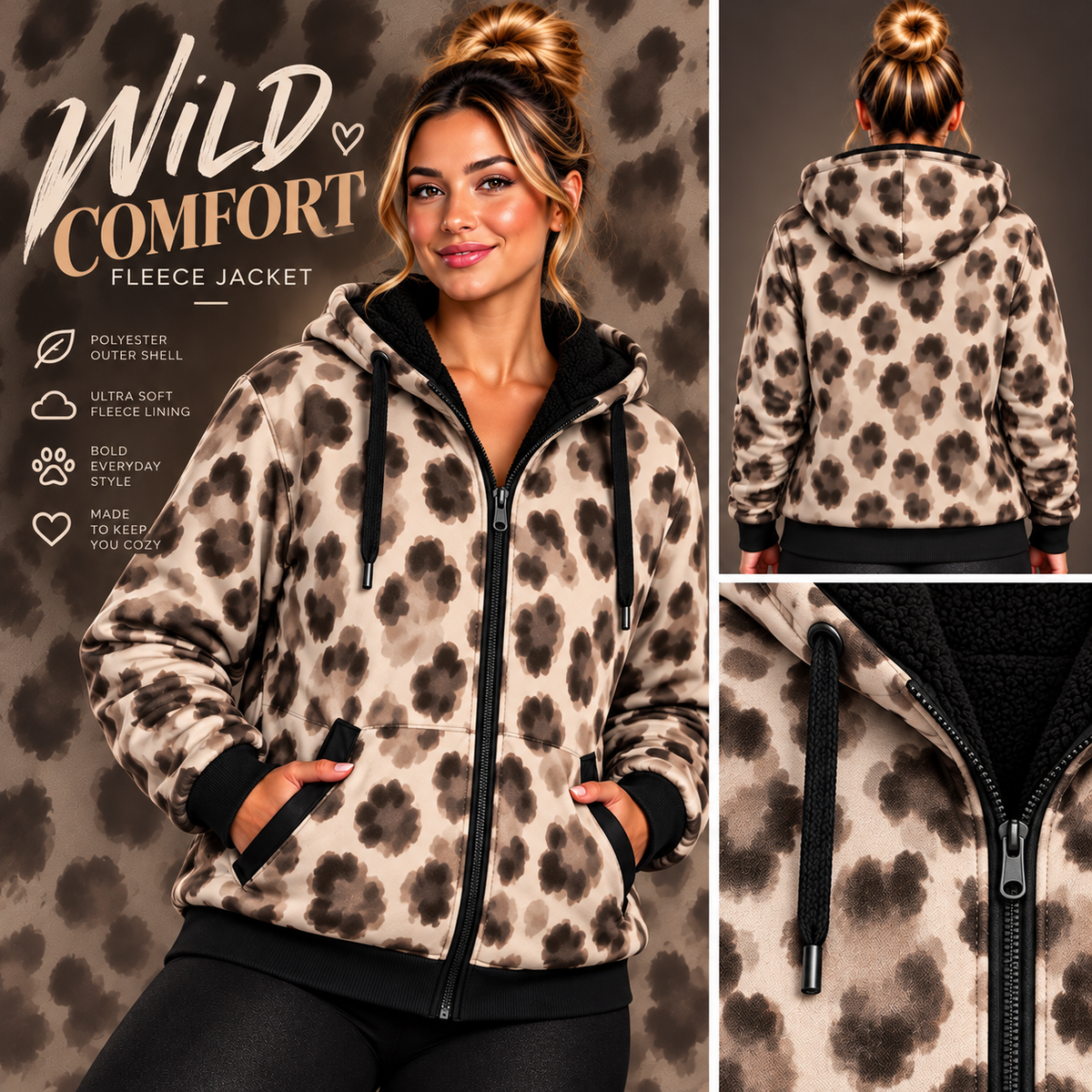Wild Comfort-FLEECE LINED HOODED JACKET-PREORDER CLOSING 11/9, ETA LATE JAN.