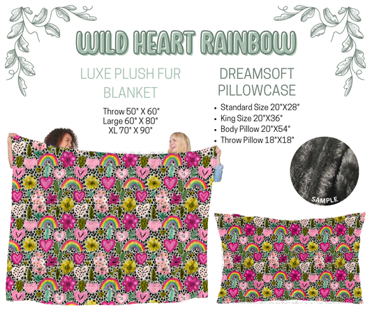Preorder! Closes 10/9. ETA Dec. Wild Heart Rainbow Luxe Plush Fur Blanket and/or DreamSoft Pillowcase