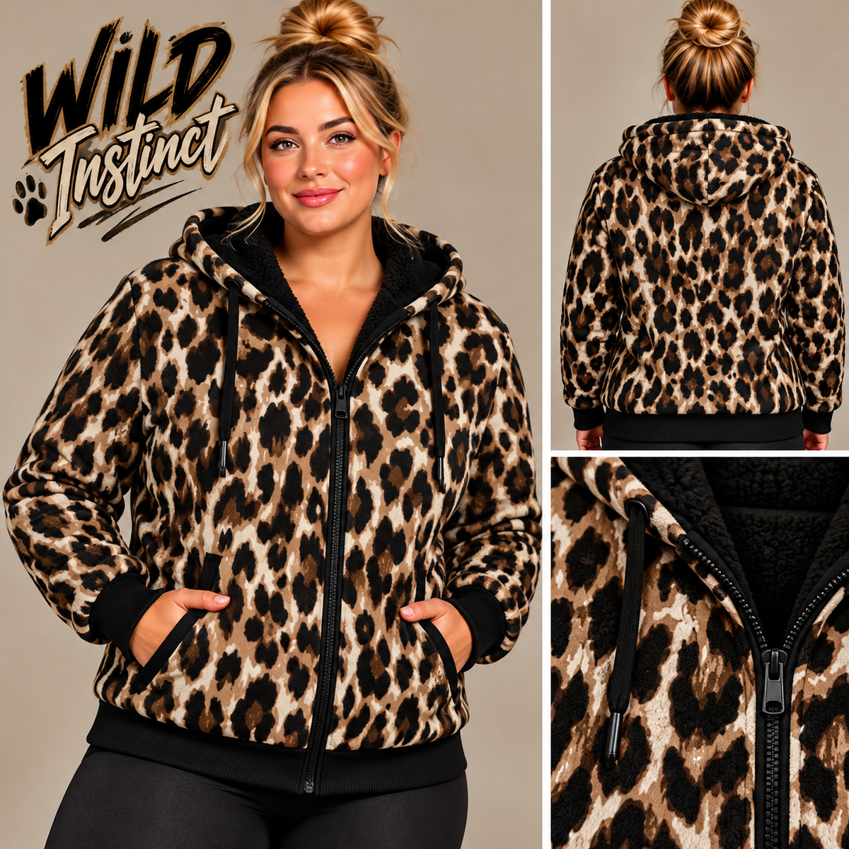 Wild Instinct-FLEECE LINED HOODED JACKET-PREORDER CLOSING 11/9, ETA LATE JAN.
