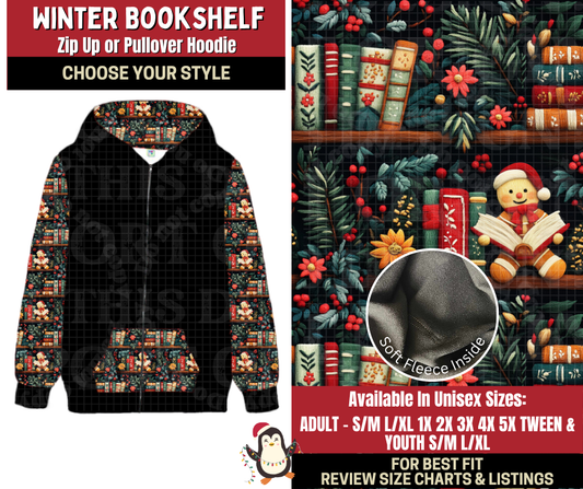 Preorder! Closes 9/4. ETA Dec. Winter Bookshelf Zip-Up or Pullover Hoodie