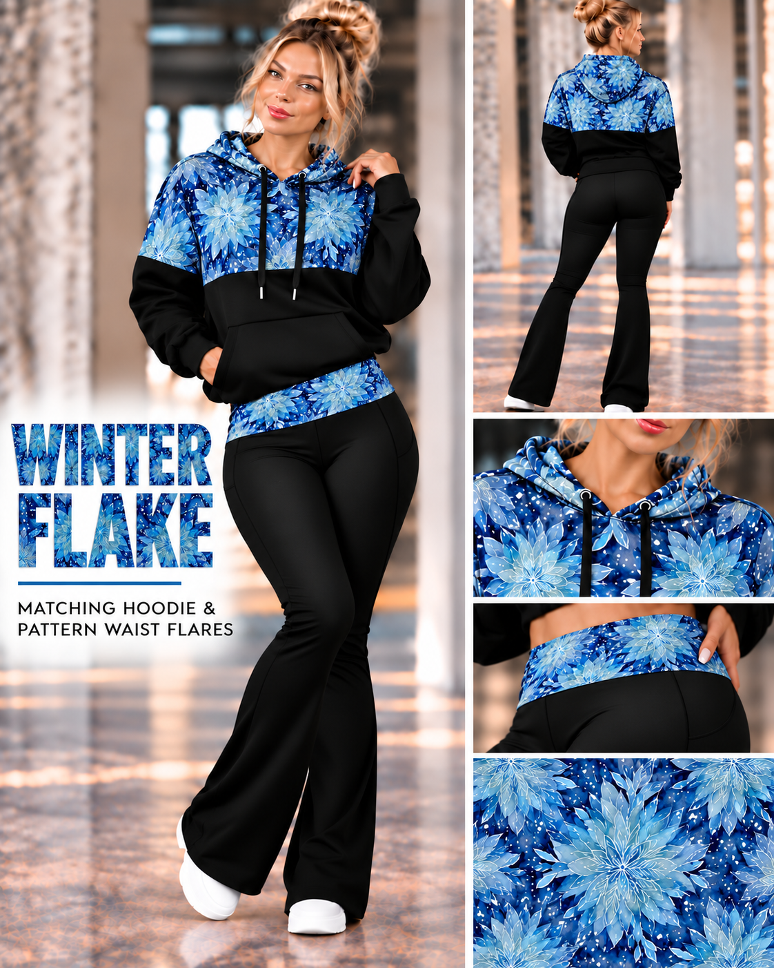 WINTER FLAKE-PATTERN BLOCK HOODIE-PREORDER CLOSING 10/9, ETA LATE DEC.