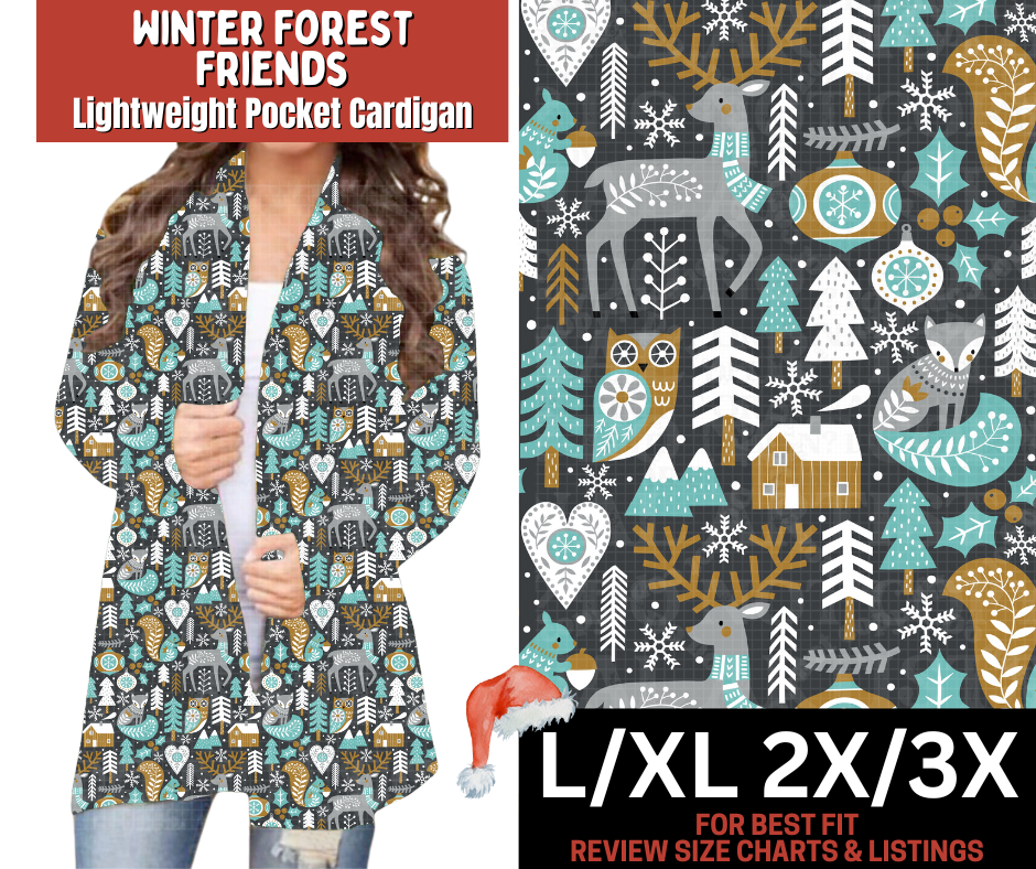 Winter Forest Friends Pocket Cardigan