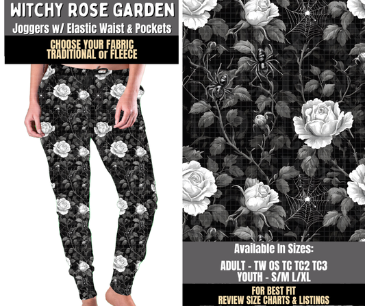 Preorder! Closes 8/3. ETA Nov. Witchy Rose Garden Joggers Choose Fleece or Traditional