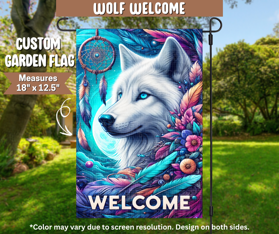 Wolf Welcome Garden Flag