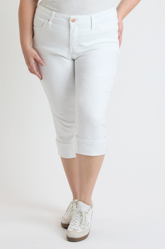 Women's Plus High Rise Premium Stretch Cuff Essential Capri